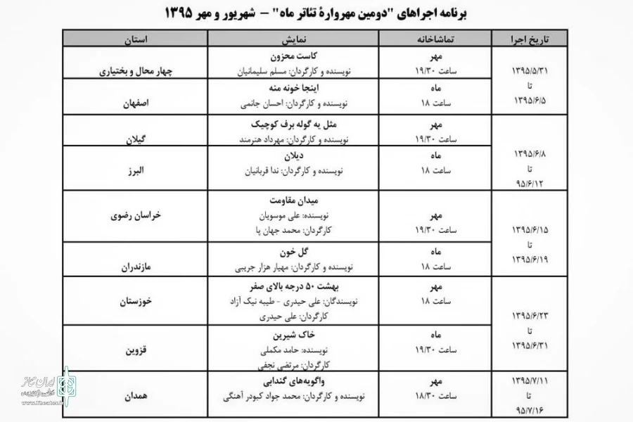 پوستر دومین "مهرواره‌ تئاتر ماه" رونمایی شد 2