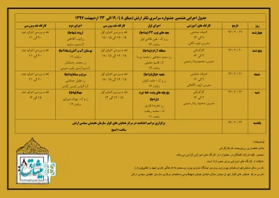 خبرهایی از سومین روز جشنواره سراسری تئاتر ارتش؛

اجرای سه نمایش و دو کارگاه در میثاق 8