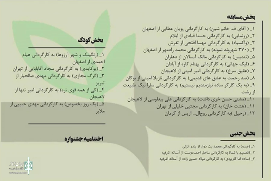 جدول اجراهای یازدهمین جشنواره تئاتر خیابانی شهروند لاهیجان 5