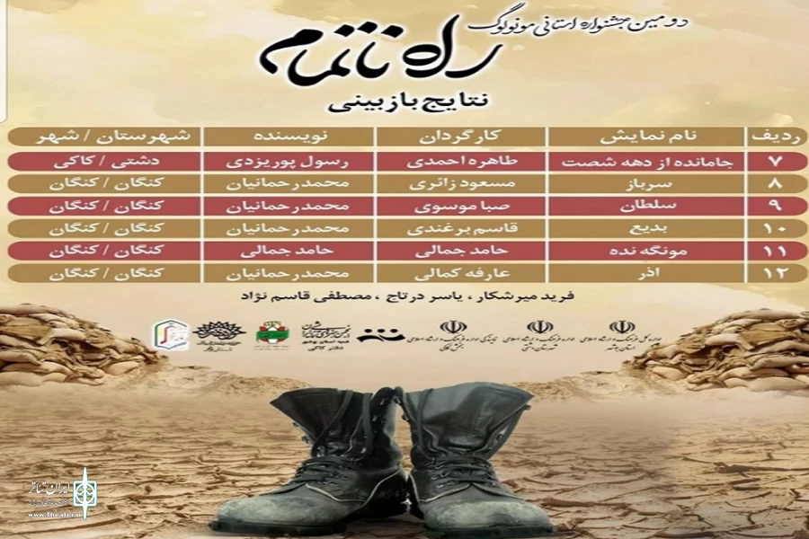 معرفی آثار راه یافته به جشنواره مونولوگ «راه ناتمام»

 2